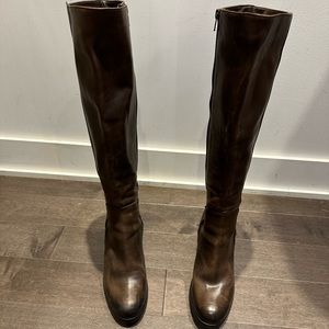 Great Knee high Women’s Boots Brown Italian Full Genuine Leather Stelle Monelle